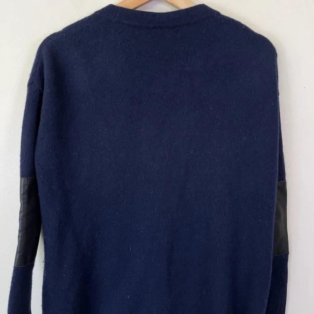 Madewell Lambswool Leather Trim Navy Cardigan - Picture 10 of 12